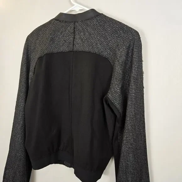 Elie Tahari Sandie Cropped Zip-Front Tweed Jacket MEDIUM MSRP: $398.00 MOTO PUNK - Picture 7 of 11